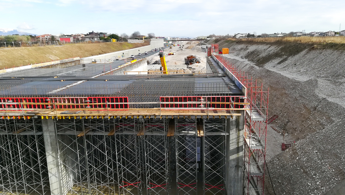 Highway construction site view. Civil engineering